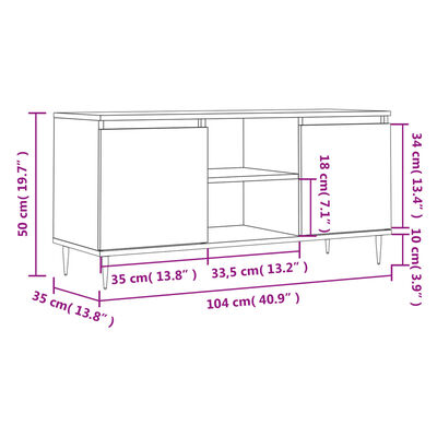 vidaXL TV skříňka bílá s vysokým leskem 104x35x50 cm kompozitní dřevo