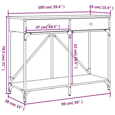 vidaXL Konzolový stolek kouřový dub 100x39x78,5 cm kompozitní dřevo