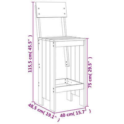 vidaXL Barové stoličky 2 ks 40x48,5x115,5 cm masivní dřevo douglasky