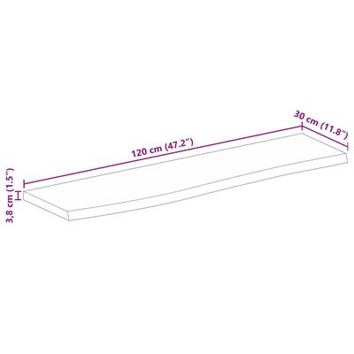 vidaXL Stolní deska 120x30x3,8 cm živá hrana hrubé mangovníkové dřevo