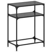vidaXL Konzolový stolek s černou skleněnou deskou 60 x 35 x 81 cm ocel