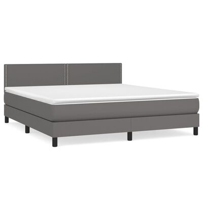 vidaXL Box spring postel s matrací šedá 160x200 cm umělá kůže