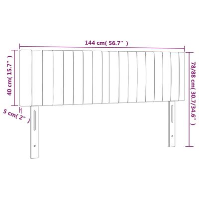 vidaXL Čelo postele s LED taupe 144x5x78/88 cm textil