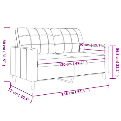 vidaXL 2místná pohovka světle žlutá 120 cm textil