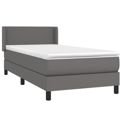 vidaXL Box spring postel s matrací šedá 80 x 200 cm umělá kůže