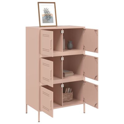 vidaXL Skříň highboard růžová 68 x 39 x 113 cm ocel