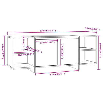 vidaXL TV stolek černý 130 x 35 x 50 cm dřevotříska