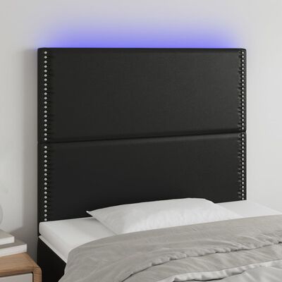 vidaXL Čelo postele s LED černé 100x5x118/128 cm umělá kůže