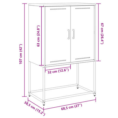 vidaXL TV skříňka olivově zelená 68 x 39 x 60,5 cm ocel