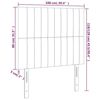 vidaXL Čelo postele s LED černé 100x5x118/128 cm textil