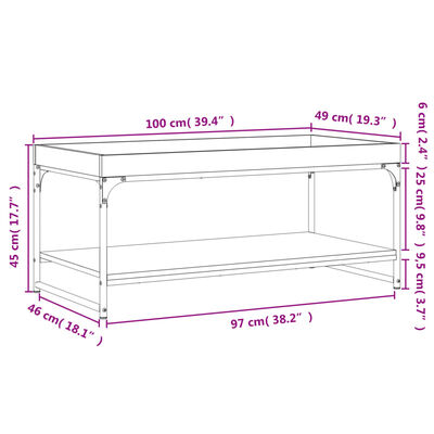 vidaXL Konferenční stolek kouřový dub 100x49x45 cm kompozitní dřevo