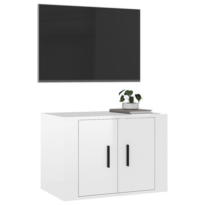 vidaXL Nástěnná TV skříňka bílá s vysokým leskem 57 x 34,5 x 40 cm