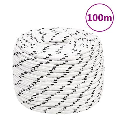 vidaXL Splétané lodní lano bílé 14 mm x 100 m polyester