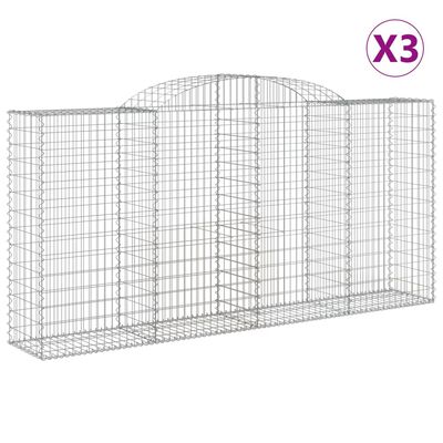 vidaXL Klenuté gabionové koše 3 ks 300x50x140/160cm pozinkované železo