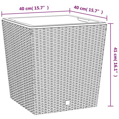 vidaXL Truhlík s odnímatelnou vložkou hnědý 37 / 64 l PP ratan