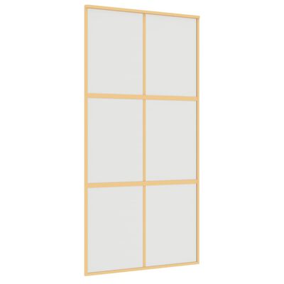 vidaXL Posuvné dveře zlaté 102,5 x 205 cm mléčné ESG sklo a hliník