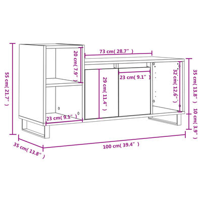 vidaXL TV skříňka černá 100x35x55 cm kompozitní dřevo