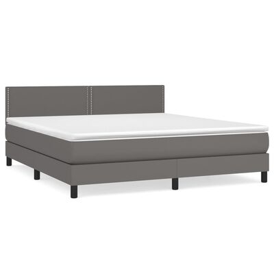 vidaXL Box spring postel s matrací šedá 180x200 cm umělá kůže