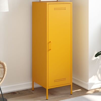 vidaXL Skříň highboard hořčicově žlutá 36 x 39 x 113 cm ocel