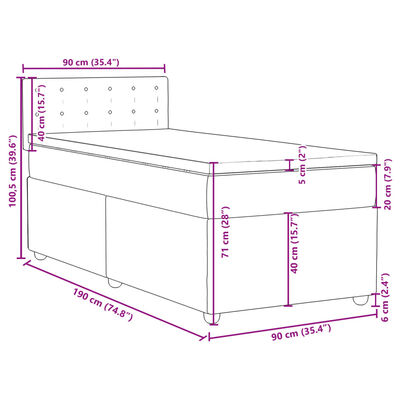 vidaXL Box spring postel s matrací krémová 90x190 cm textil