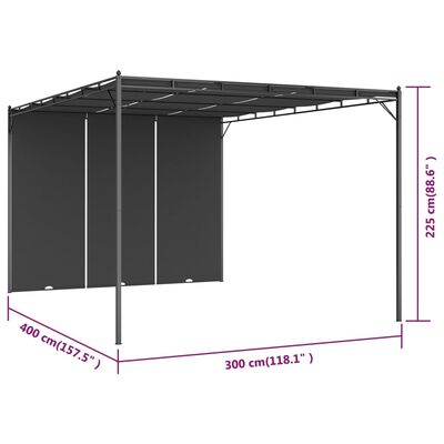 vidaXL Zahradní altán s bočním závěsem 4 x 3 x 2,25 m antracitový