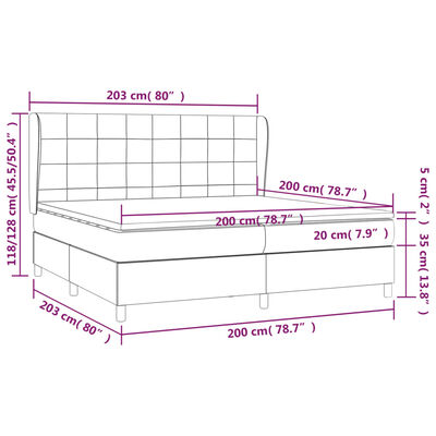 vidaXL Box spring postel s matrací tmavě šedá 200x200 cm samet