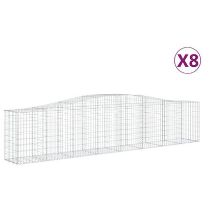 vidaXL Klenuté gabionové koše 8 ks 400x50x80/100 cm pozinkované železo