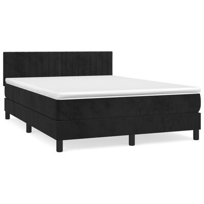 vidaXL Box spring postel s matrací černá 140 x 190 cm samet