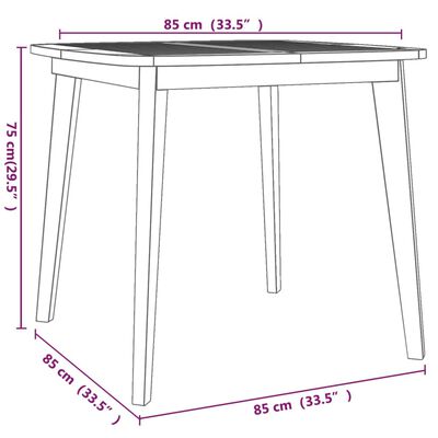 vidaXL Zahradní stůl 85 x 85 x 75 cm masivní akáciové dřevo