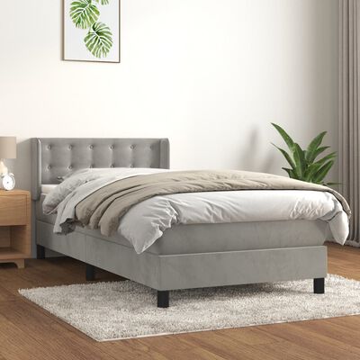 vidaXL Box spring postel s matrací světle šedá 80 x 200 cm samet