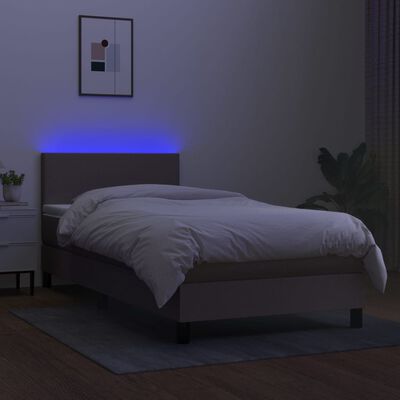 vidaXL Box spring postel s matrací a LED taupe 80 x 200 cm textil