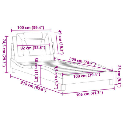 vidaXL Rám postele s čelem cappuccino 100x200 cm umělá kůže