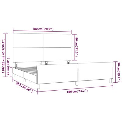 vidaXL Rám postele s čelem cappuccino 180x200 cm umělá kůže