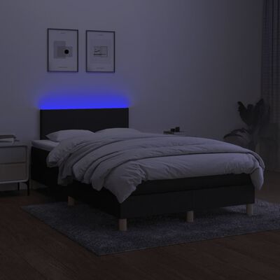 vidaXL Box spring postel s matrací a LED černá 120x190 cm textil