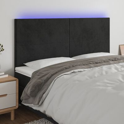 vidaXL Čelo postele s LED černé 160x5x118/128 cm samet