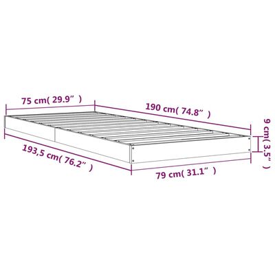 vidaXL Rám postele medově hnědý 75x190cm masivní borovice Small Single