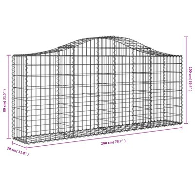 vidaXL Klenuté gabionové koše 11ks 200x30x80/100 cm pozinkované železo