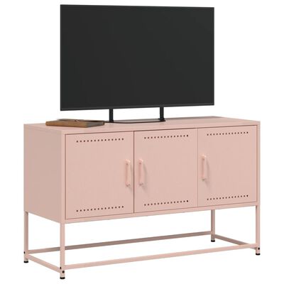 vidaXL TV skříňka růžová 100,5 x 39 x 60,5 cm ocel