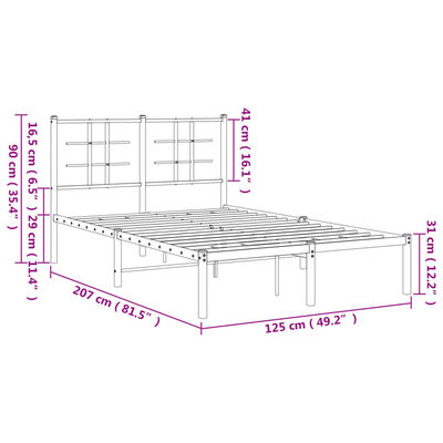 vidaXL Kovový rám postele s čelem černý 120 x 200 cm