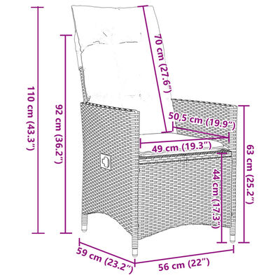 vidaXL 3dílný bistro set s poduškami béžový polyratan