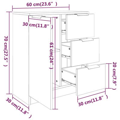 vidaXL Příborníky 2 ks betonově šedé 60 x 30 x 70 cm kompozitní dřevo