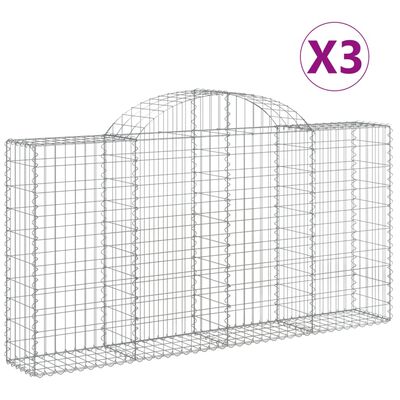 vidaXL Klenuté gabionové koše 3 ks 200x30x100/120cm pozinkované železo