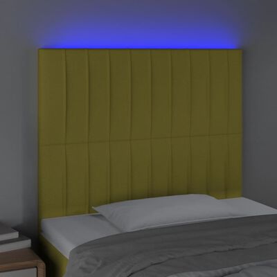 vidaXL Čelo postele s LED zelené 100x5x118/128 cm textil