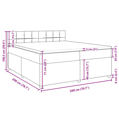 vidaXL Box spring postel s matrací tmavě šedá 200x200 cm textil