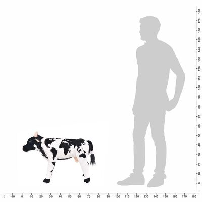 vidaXL Stojící plyšová hračka kráva černá a bílá XXL