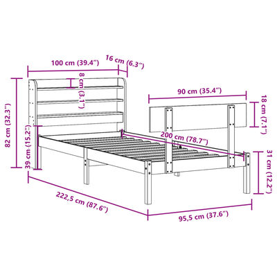 vidaXL Postel bez matrace bílá 90 x 200 cm masivní borovice