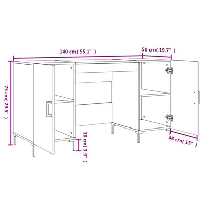 vidaXL Psací stůl hnědý dub 140 x 50 x 75 cm kompozitní dřevo