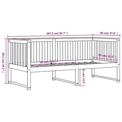 vidaXL Válenda bez matrace bílá 90 x 200 cm masivní borovice