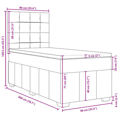 vidaXL Box spring postel s matrací světle šedá 90x200 cm textil