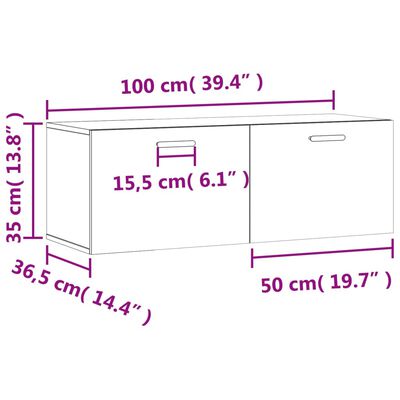 vidaXL Nástěnná skříňka dub sonoma 100 x 36,5 x 35 cm kompozitní dřevo